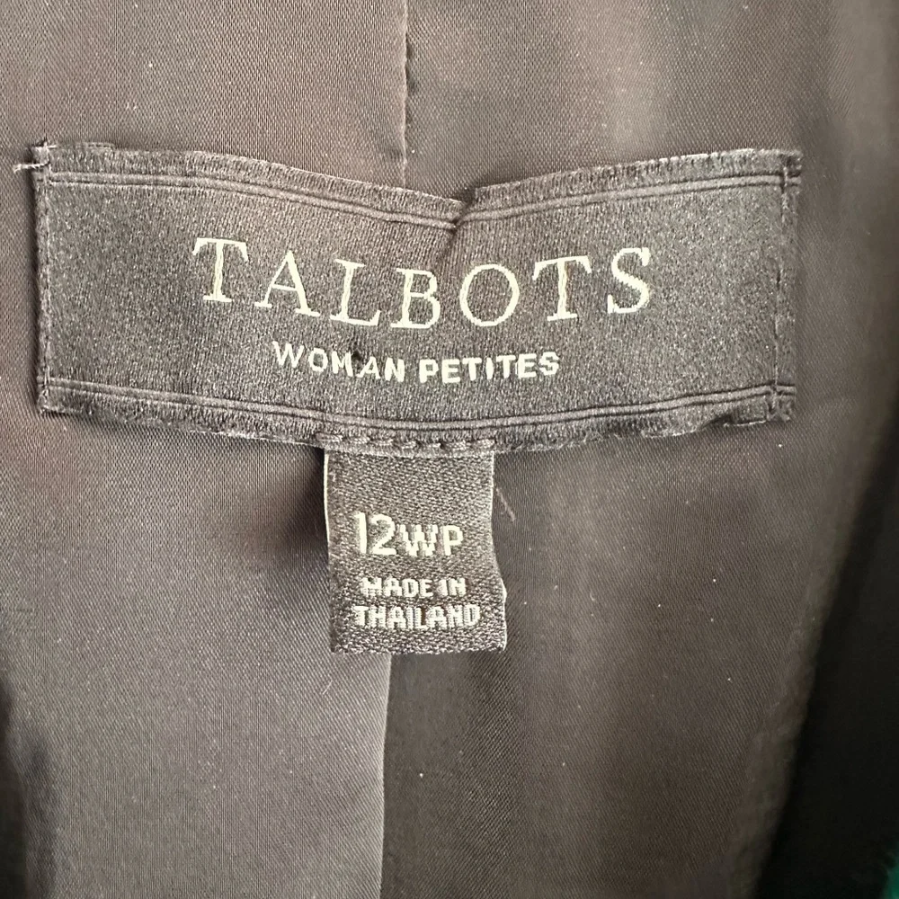 Talbots Emerald Wool Blazer with Black Velvet Collar - Picture 3 of 7